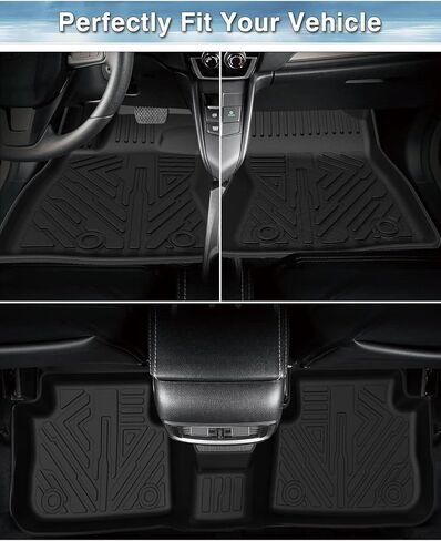 سجادات أرضية أمامية لـ 1999-2007 Ford F-250 / F-350 / F-450 / F-550 Super Duty (جميع الموديلات) / 2000-2005 ملحقات الرحلات، بطانات أرضية مناسبة لجميع الأحوال الجوية، مجموعة الصف الأول باللون الأسود in Kuwait