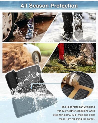 سجادات أرضية أمامية لـ 1999-2007 Ford F-250 / F-350 / F-450 / F-550 Super Duty (جميع الموديلات) / 2000-2005 ملحقات الرحلات، بطانات أرضية مناسبة لجميع الأحوال الجوية، مجموعة الصف الأول باللون الأسود in Kuwait