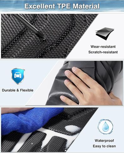 سجادات أرضية أمامية لـ 1999-2007 Ford F-250 / F-350 / F-450 / F-550 Super Duty (جميع الموديلات) / 2000-2005 ملحقات الرحلات، بطانات أرضية مناسبة لجميع الأحوال الجوية، مجموعة الصف الأول باللون الأسود in Kuwait