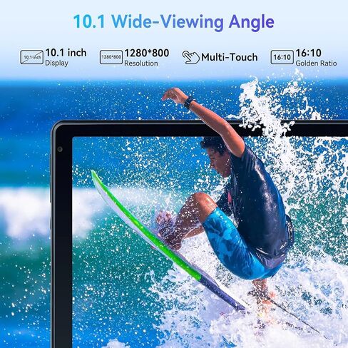 Android Tablet, 10.1 inch Tablets with 1280 * 800 IPS HD Touchscreen, Octa-Core Processor, 8GB RAM 128GB ROM, 1TB TF Card Expandable, 5G/2.4G WiFi, BT 5.0,Dual Camera, 2024 US Version in Saudi Arabia