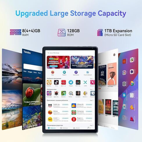 Android Tablet, 10.1 inch Tablets with 1280 * 800 IPS HD Touchscreen, Octa-Core Processor, 8GB RAM 128GB ROM, 1TB TF Card Expandable, 5G/2.4G WiFi, BT 5.0,Dual Camera, 2024 US Version in Saudi Arabia