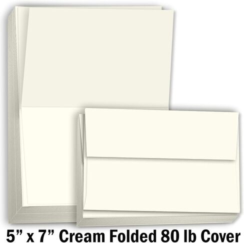 Hamilco Blank Greeting Cards 5x7 Folded Cream Card stock 80 lb Cover 100 Pack in Saudi Arabia