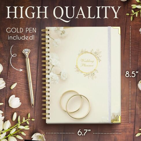 Beautiful Wedding Planner with personalized design, The Wedding Planner comes with a Photo Album, Elegant Hardcover Wedding Planning Book and Organizer, our Wedding Planning includes a diamond pen in Saudi Arabia