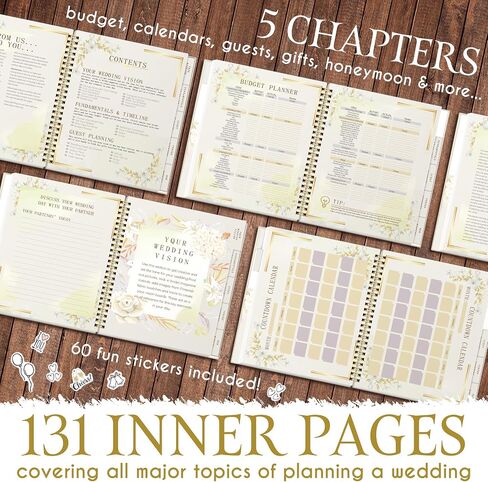 Beautiful Wedding Planner with personalized design, The Wedding Planner comes with a Photo Album, Elegant Hardcover Wedding Planning Book and Organizer, our Wedding Planning includes a diamond pen in Saudi Arabia