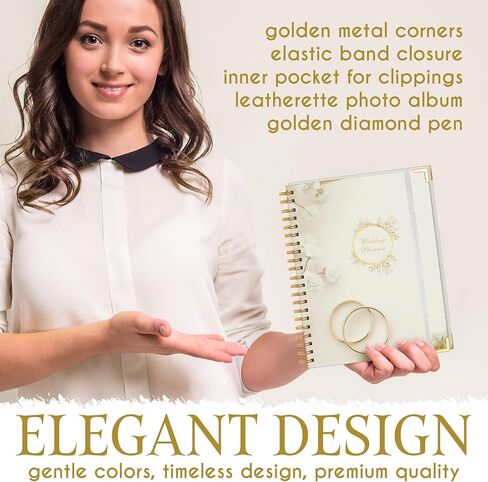 Beautiful Wedding Planner with personalized design, The Wedding Planner comes with a Photo Album, Elegant Hardcover Wedding Planning Book and Organizer, our Wedding Planning includes a diamond pen in Saudi Arabia