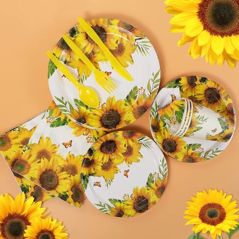 Sunflower Party Supplies Set, Sunflower Party Plates, Napkins and Cups Sets for Sunflower Themed Birthday Party Supplies, Baby Shower,Sunflower Parties Serves 20 in Saudi Arabia