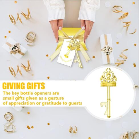 50 Sets Vintage Crown Key Bottle Openers, Wedding Favor Souvenir Gift for Guests with Escort Tag Pillow Candy Box and Satin Ribbon (Bronze) in Saudi Arabia