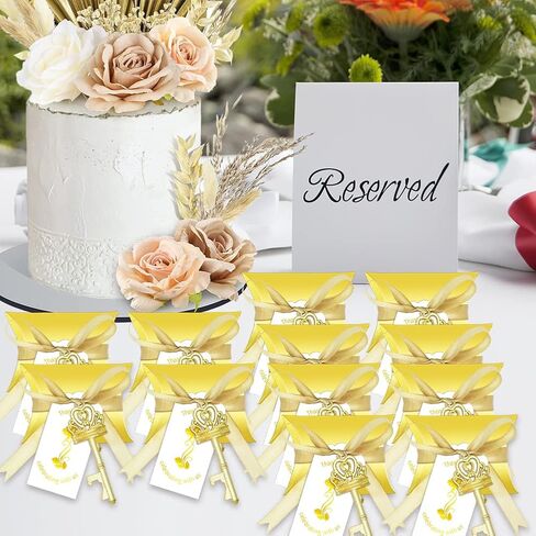 50 Sets Vintage Crown Key Bottle Openers, Wedding Favor Souvenir Gift for Guests with Escort Tag Pillow Candy Box and Satin Ribbon (Bronze) in Saudi Arabia