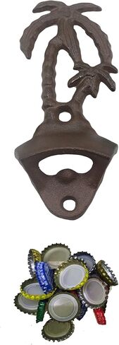 Palm Tree Cast Iron Beer Bottle Opener Wall Mounted with Magnetic Cap Catcher (Aged Bronze) in Saudi Arabia