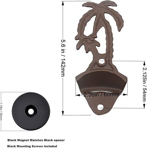 Palm Tree Cast Iron Beer Bottle Opener Wall Mounted with Magnetic Cap Catcher (Aged Bronze) in Saudi Arabia