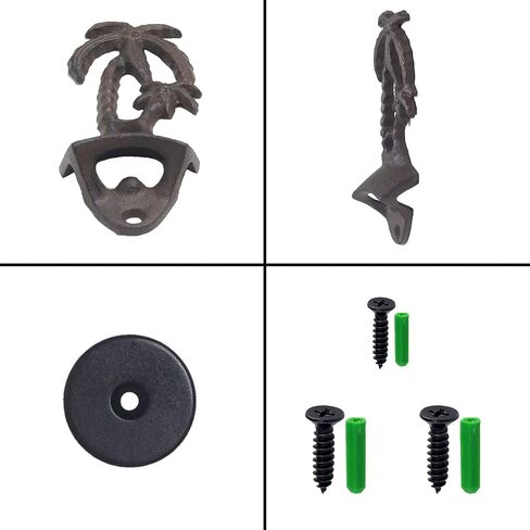Palm Tree Cast Iron Beer Bottle Opener Wall Mounted with Magnetic Cap Catcher (Aged Bronze) in Saudi Arabia