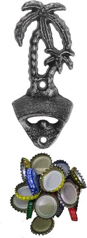 Palm Tree Cast Iron Beer Bottle Opener Wall Mounted with Magnetic Cap Catcher (Aged Bronze) in Saudi Arabia