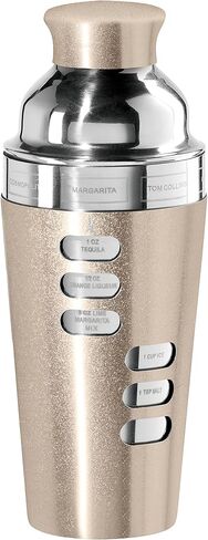 OGGI Dial A Drink Cocktail Shaker - 23oz شاكر من الفولاذ المقاوم للصدأ، 8 وصفات، غطاء من الفولاذ المقاوم للصدأ يحتوي على مصفاة مدمجة، خلاط كوكتيل مثالي، شيكر مارتيني، شيكر مارجريتا والمزيد، ستانلس ستيل in Saudi Arabia