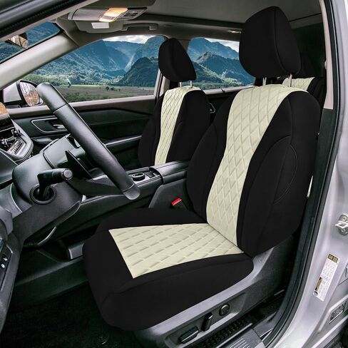 أغطية مقاعد FH Group مخصصة لسيارة Nissan Rogue 2020-2024، أغطية مقاعد السيارة مجموعة المقاعد الأمامية، أغطية مقاعد النيوبرين البيج، غطاء مقعد سيارة مقاوم للماء، أغطية مقاعد السيارة لسيارات الدفع الرباعي، ملحقات نيسان in Saudi Arabia
