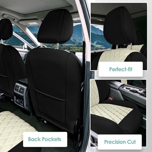 أغطية مقاعد FH Group مخصصة لسيارة Nissan Rogue 2020-2024، أغطية مقاعد السيارة مجموعة المقاعد الأمامية، أغطية مقاعد النيوبرين البيج، غطاء مقعد سيارة مقاوم للماء، أغطية مقاعد السيارة لسيارات الدفع الرباعي، ملحقات نيسان in Saudi Arabia