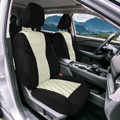 أغطية مقاعد FH Group مخصصة لسيارة Nissan Rogue 2020-2024، أغطية مقاعد السيارة مجموعة المقاعد الأمامية، أغطية مقاعد النيوبرين البيج، غطاء مقعد سيارة مقاوم للماء، أغطية مقاعد السيارة لسيارات الدفع الرباعي، ملحقات نيسان in Saudi Arabia