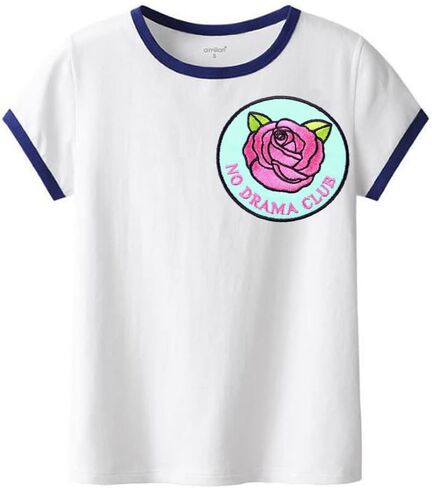 لا الدراما نادي التصحيح الوردي روز زين التصحيح جولة روز زهرة الفكاهة المطرزة التصحيح الحديد على خياطة على DIY الشارات الملابس الجينز قبعة السراويل حقيبة الظهر ديكور (WJH-YF9) in Kuwait