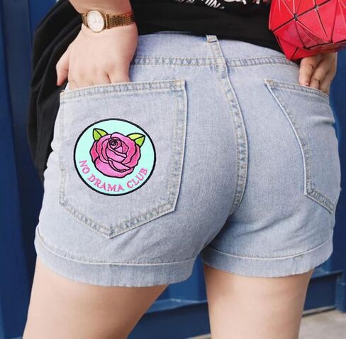 لا الدراما نادي التصحيح الوردي روز زين التصحيح جولة روز زهرة الفكاهة المطرزة التصحيح الحديد على خياطة على DIY الشارات الملابس الجينز قبعة السراويل حقيبة الظهر ديكور (WJH-YF9) in Kuwait