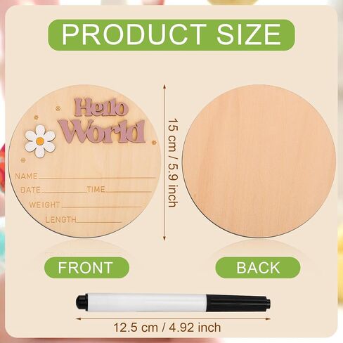 Baby Announcement Sign, Wooden Hello World Newborn Sign Newborn Welcome Sign Birth Announcement Plaque Baby Name Sign Board for Girl Boy Photo Prop Baby Shower Nursery Hospital in Saudi Arabia