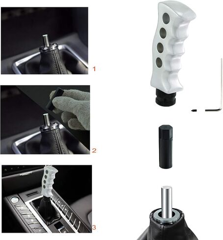 Lunsom Car Grip Shift Knob, Gear Shift Lever Knob Shifter Car Shifting Transmission Shifter Stick Head Fit Most Manual Vehicle (Silver) in Saudi Arabia