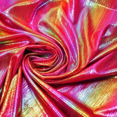 Yutone Shining Iridescent Hologram Laser Fabric Knit Crepe 58inch Wide for Cloth Craft Upholstery by The Yard (36inch SkyBlue), 1 Yard in Saudi Arabia