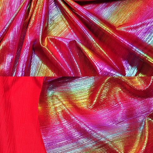 Yutone Shining Iridescent Hologram Laser Fabric Knit Crepe 58inch Wide for Cloth Craft Upholstery by The Yard (36inch SkyBlue), 1 Yard in Saudi Arabia