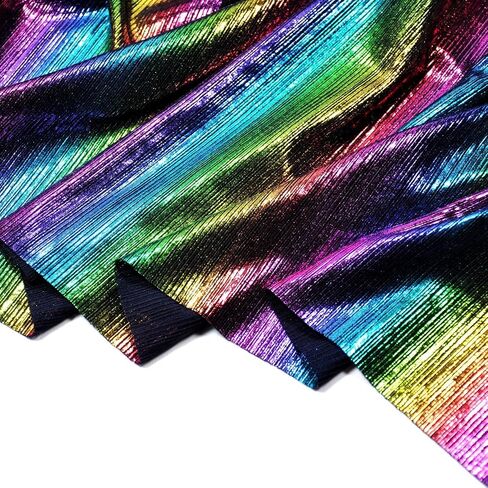 Yutone Shining Iridescent Hologram Laser Fabric Knit Crepe 58inch Wide for Cloth Craft Upholstery by The Yard (36inch SkyBlue), 1 Yard in Saudi Arabia