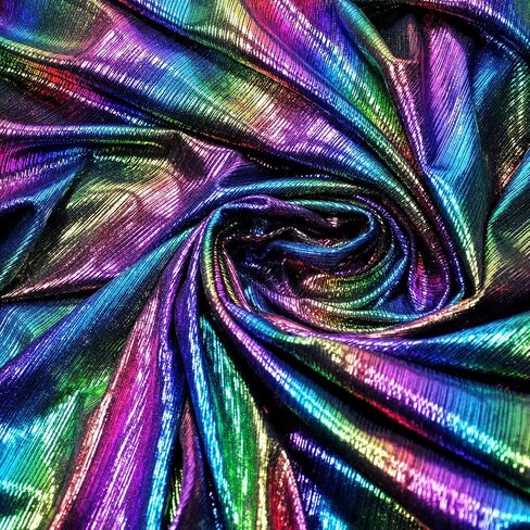 Yutone Shining Iridescent Hologram Laser Fabric Knit Crepe 58inch Wide for Cloth Craft Upholstery by The Yard (36inch SkyBlue), 1 Yard in Saudi Arabia