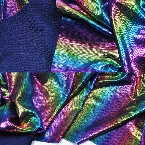 Yutone Shining Iridescent Hologram Laser Fabric Knit Crepe 58inch Wide for Cloth Craft Upholstery by The Yard (36inch SkyBlue), 1 Yard in Saudi Arabia