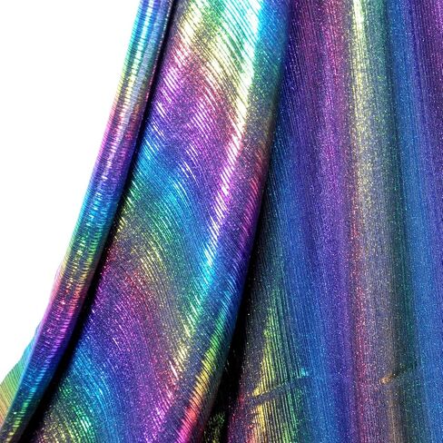 Yutone Shining Iridescent Hologram Laser Fabric Knit Crepe 58inch Wide for Cloth Craft Upholstery by The Yard (36inch SkyBlue), 1 Yard in Saudi Arabia
