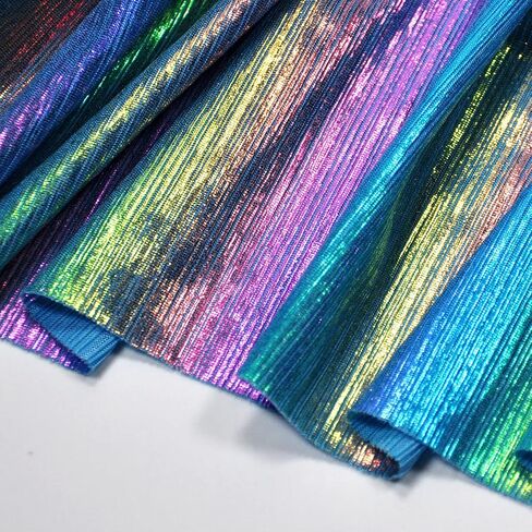 Yutone Shining Iridescent Hologram Laser Fabric Knit Crepe 58inch Wide for Cloth Craft Upholstery by The Yard (36inch SkyBlue), 1 Yard in Saudi Arabia