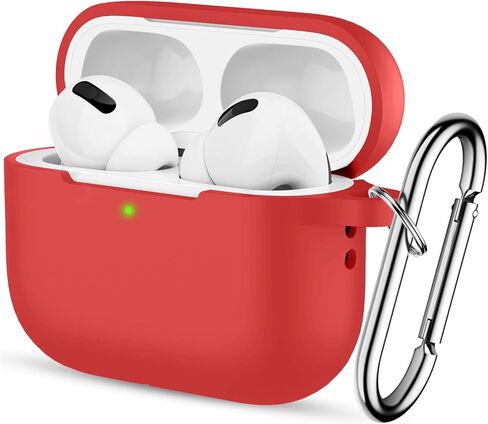 Airpods Pro 2 Case Cover 2022/Pro 2019, Soft Silicone Protective Charging Cover Skin Compatible Apple Airpods Pro 2nd/1st Generation Case for Women Men with Keychain, Front LED Visible (Black) in Saudi Arabia