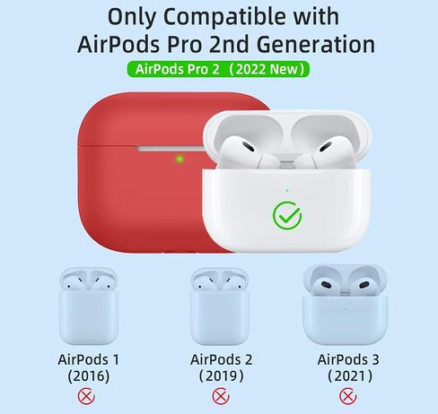 Airpods Pro 2 Case Cover 2022/Pro 2019, Soft Silicone Protective Charging Cover Skin Compatible Apple Airpods Pro 2nd/1st Generation Case for Women Men with Keychain, Front LED Visible (Black) in Saudi Arabia