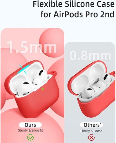 Airpods Pro 2 Case Cover 2022/Pro 2019, Soft Silicone Protective Charging Cover Skin Compatible Apple Airpods Pro 2nd/1st Generation Case for Women Men with Keychain, Front LED Visible (Black) in Saudi Arabia