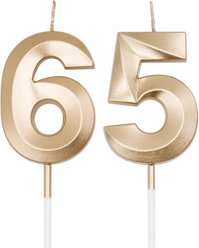 Silver 65th & 56th Birthday Candles for Cakes, Number 65 56 Candle Cake Cupcake Topper for Birthday Anniversary Party Decoration in Kuwait