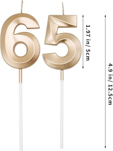 Silver 65th & 56th Birthday Candles for Cakes, Number 65 56 Candle Cake Cupcake Topper for Birthday Anniversary Party Decoration in Kuwait