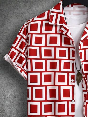 GORGLITTER Men's Two Piece Sets Boho Matching Button Down Shirt and Shorts Summer Set in Saudi Arabia