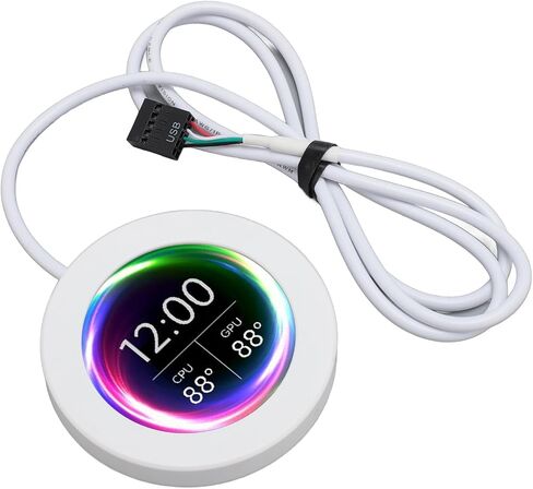 شاشة عرض درجة حرارة الكمبيوتر AIO مقاس 2.1 بوصة، مجموعة ترقية شاشة عرض LCD لمبرد وحدة المعالجة المركزية، لوحة مستشعر الكمبيوتر وشاشة درجة حرارة وحدة المعالجة المركزية لأنظمة تبريد المياه، لـ AIDA64 (أسود) in Saudi Arabia