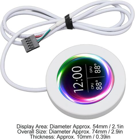 شاشة عرض درجة حرارة الكمبيوتر AIO مقاس 2.1 بوصة، مجموعة ترقية شاشة عرض LCD لمبرد وحدة المعالجة المركزية، لوحة مستشعر الكمبيوتر وشاشة درجة حرارة وحدة المعالجة المركزية لأنظمة تبريد المياه، لـ AIDA64 (أسود) in Saudi Arabia
