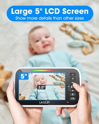 Baby Monitor with 2 Cameras and Audio- Video Baby Monitor with 960ft Long Range, Remote Pan-Tilt-Zoom, Night Vision, Temperature Sensor, 2-Way Talk, 8 Lullabies, 30-Hour Battery & No WiFi in Saudi Arabia