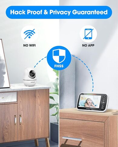 Baby Monitor with 2 Cameras and Audio- Video Baby Monitor with 960ft Long Range, Remote Pan-Tilt-Zoom, Night Vision, Temperature Sensor, 2-Way Talk, 8 Lullabies, 30-Hour Battery & No WiFi in Saudi Arabia