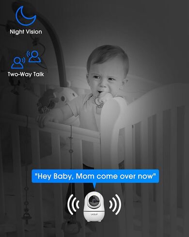 Baby Monitor with 2 Cameras and Audio- Video Baby Monitor with 960ft Long Range, Remote Pan-Tilt-Zoom, Night Vision, Temperature Sensor, 2-Way Talk, 8 Lullabies, 30-Hour Battery & No WiFi in Saudi Arabia