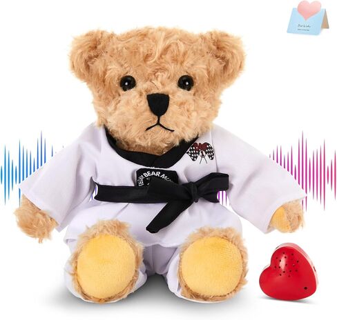 Houwsbaby Recordable Taekwondo Teddy Bear Stuffed Animal,Voice Gift Karate Bear Plush Toy,Holiday Birthdays Christmas Halloween Children's Day Adorable Gifts for Taekwondo Kids Girls Boys 8'' in Saudi Arabia