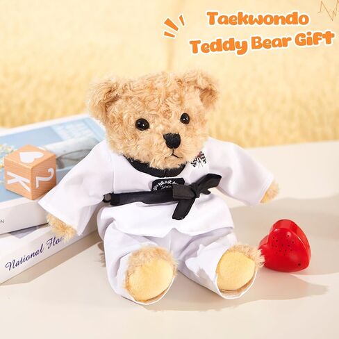 Houwsbaby Recordable Taekwondo Teddy Bear Stuffed Animal,Voice Gift Karate Bear Plush Toy,Holiday Birthdays Christmas Halloween Children's Day Adorable Gifts for Taekwondo Kids Girls Boys 8'' in Saudi Arabia