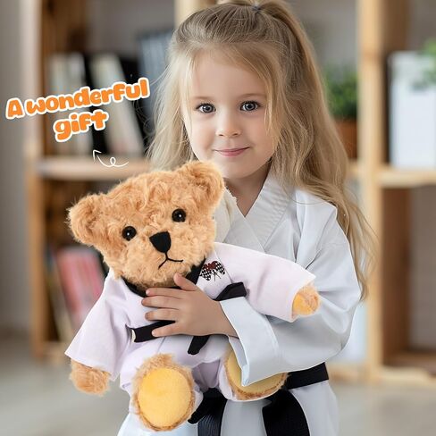 Houwsbaby Recordable Taekwondo Teddy Bear Stuffed Animal,Voice Gift Karate Bear Plush Toy,Holiday Birthdays Christmas Halloween Children's Day Adorable Gifts for Taekwondo Kids Girls Boys 8'' in Saudi Arabia