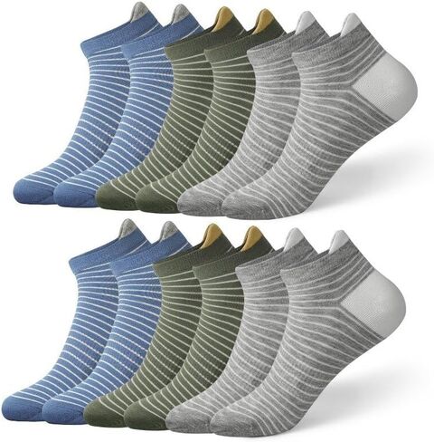 6 Pairs Ankle Socks for Women, Athletic Running Socks Striped Heel Tab Ankle Socks Womens No Show Socks in Saudi Arabia