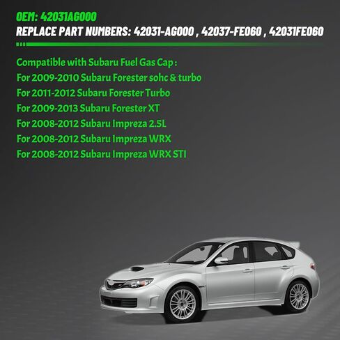 Gas Cap Replacement 42031AG000 for 2009-2013 Subaru Forester XT,2008 2019 2011 2012 Impreza WRX STI Automotive Replacement Fuel Tank Caps 42031FE060 Fuel Filler Cap in Saudi Arabia