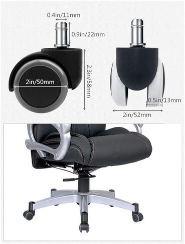 عجلات كرسي المكتب عجلات كرسي الكمبيوتر الألعاب كرسي دوار عجلات استبدال الحجم القياسي العالمي مجموعة من 5 (أبيض) in Kuwait