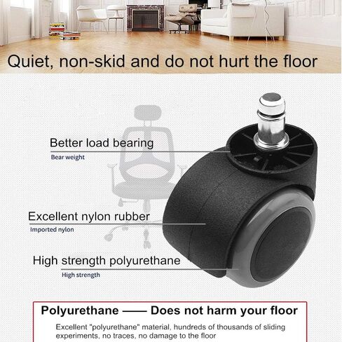 عجلات كرسي المكتب عجلات كرسي الكمبيوتر الألعاب كرسي دوار عجلات استبدال الحجم القياسي العالمي مجموعة من 5 (أبيض) in Kuwait