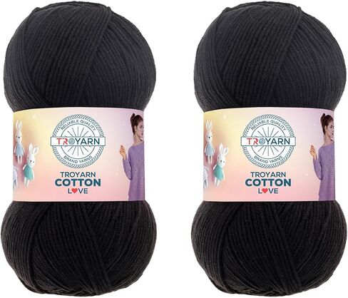 Cotton Love (عبوة من قطعتين) 55% قطن 45% أكريليك غزل قطن (2 × 3.52 أونصة - 2 × 100 جرام)/(2 × 360 ياردة - 2 × 330 متر) (11360 - أسود) in Kuwait